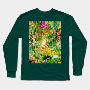 Cool tropical floral leaves botanical illustration, tropical plants,leaves and flowers, yellow leaves pattern Long Sleeve T-Shirt